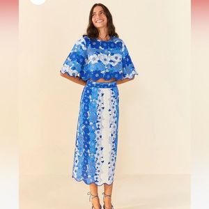 Beautiful blue and white Farm Rio skirt only worn once.